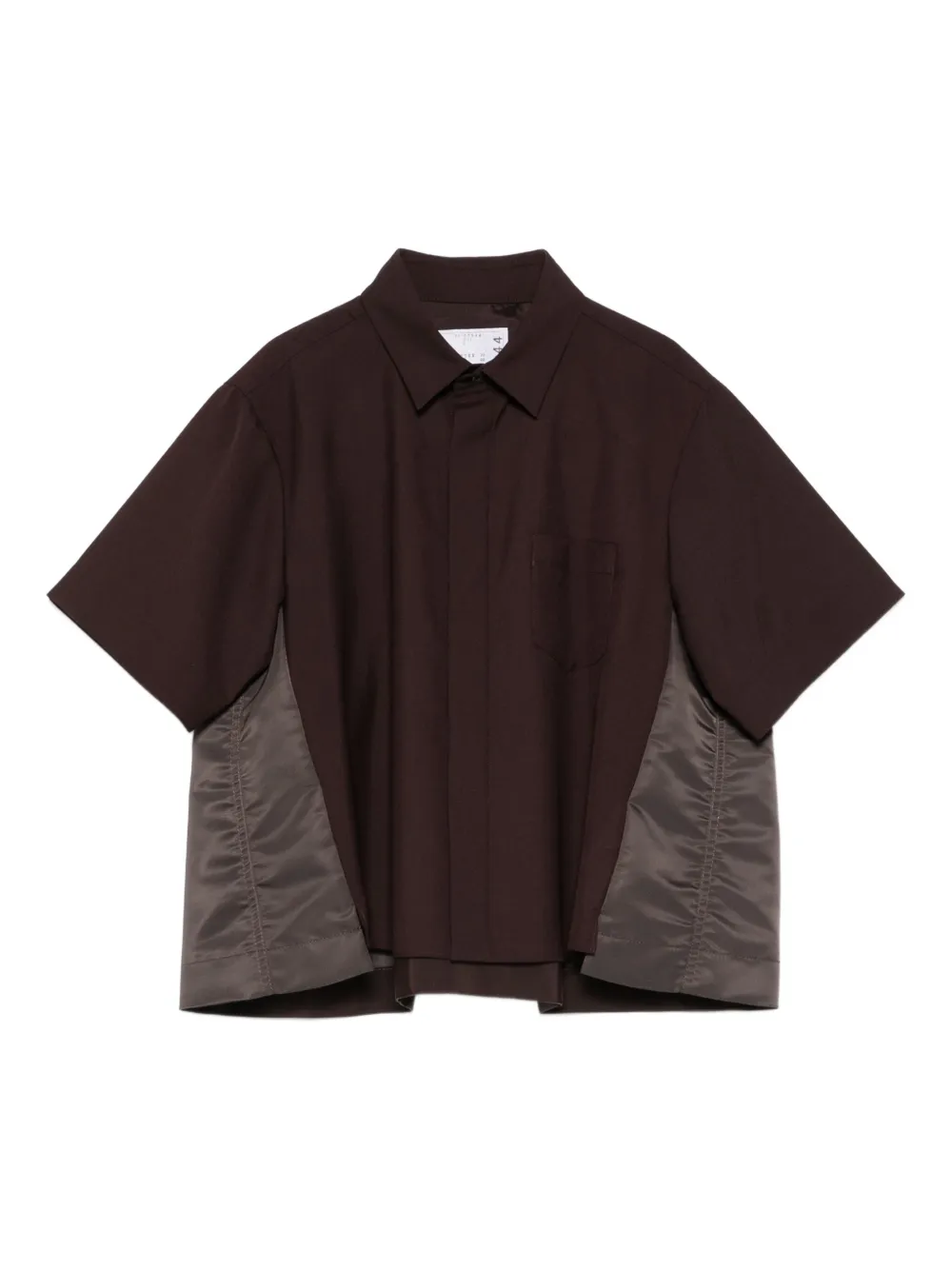 sacai panelled short-sleeved shirt | Brown | Image 1