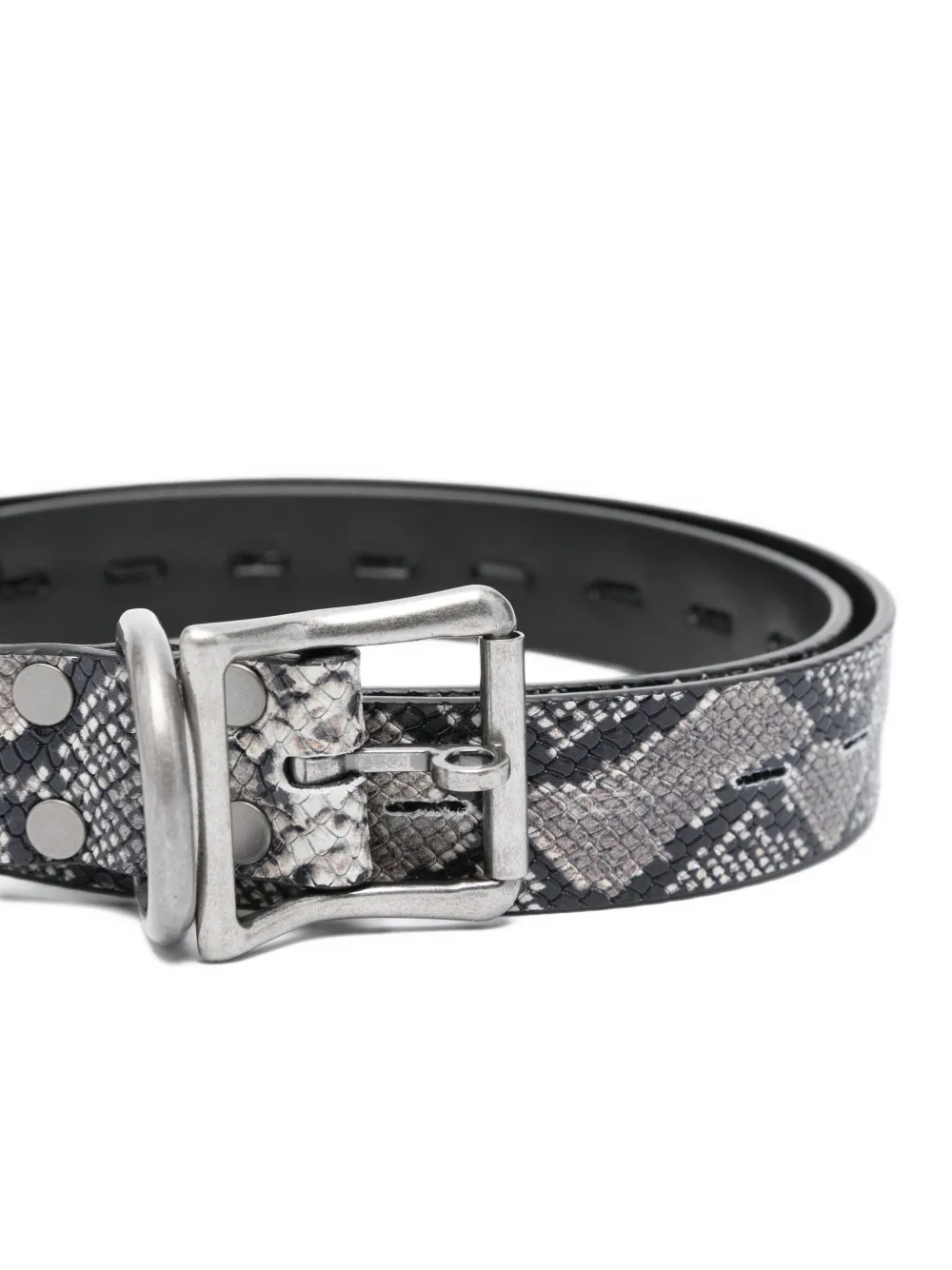 Martine Rose snakeskin-print buckle belt - Grijs