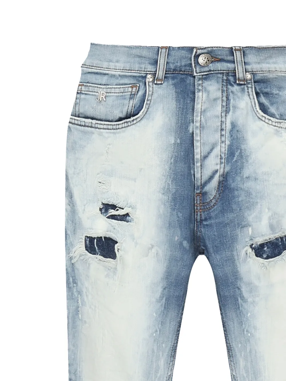 John Richmond Gerafelde jeans met acid wassing Blauw