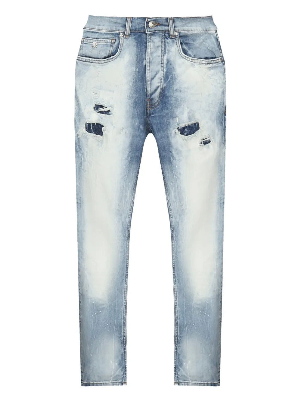 John Richmond Gerafelde jeans met acid wassing Blauw