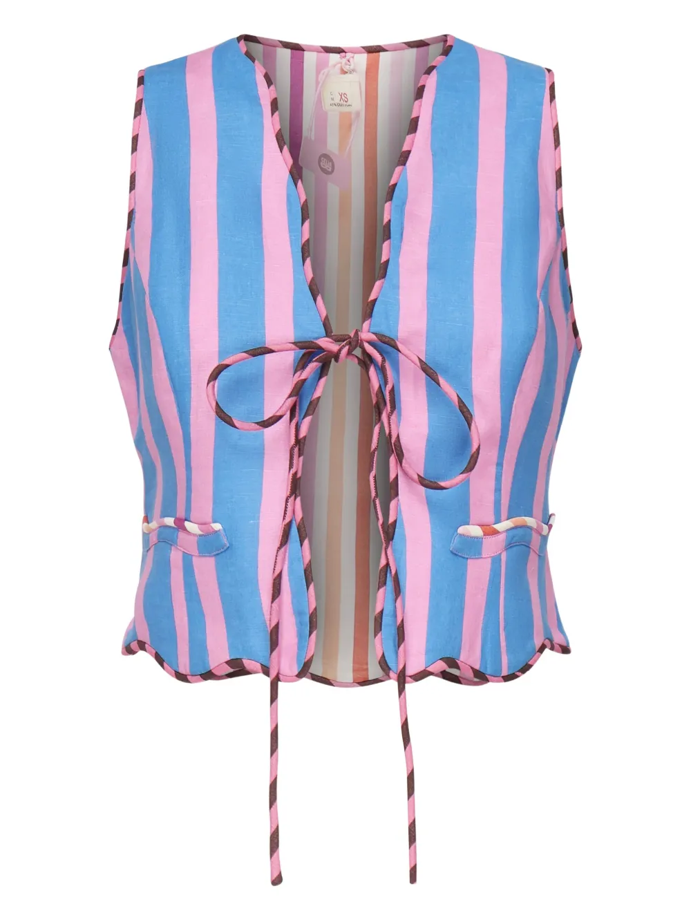 Celia B Striped Tie-front Waistcoat