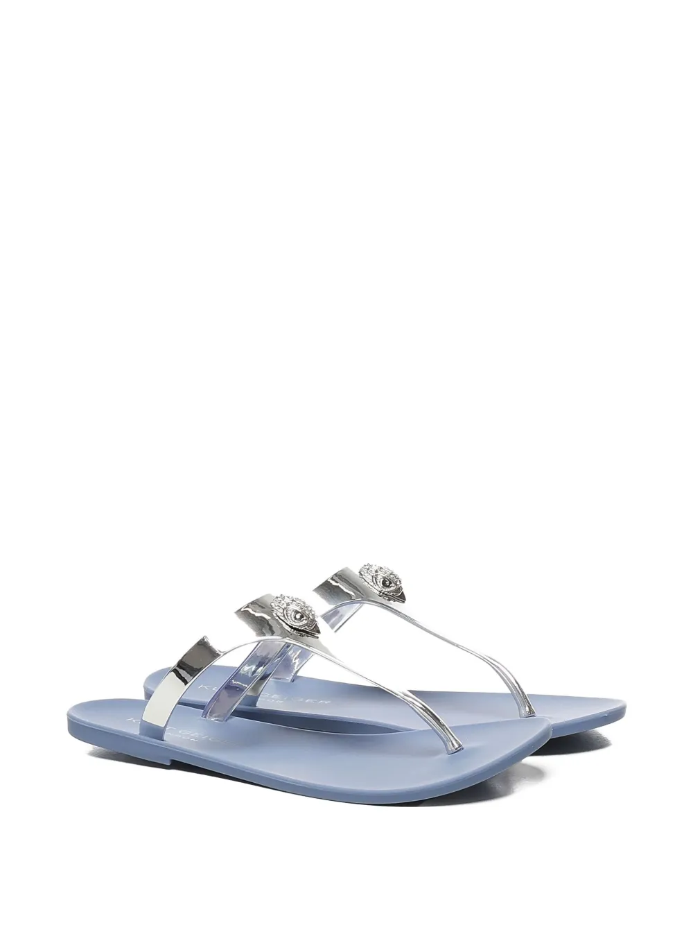 Kurt Geiger Logo-detail T-bar Flip-flops In Silver