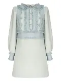 Valentino Garavani lace-trimmed ruffle mini dress - Blue