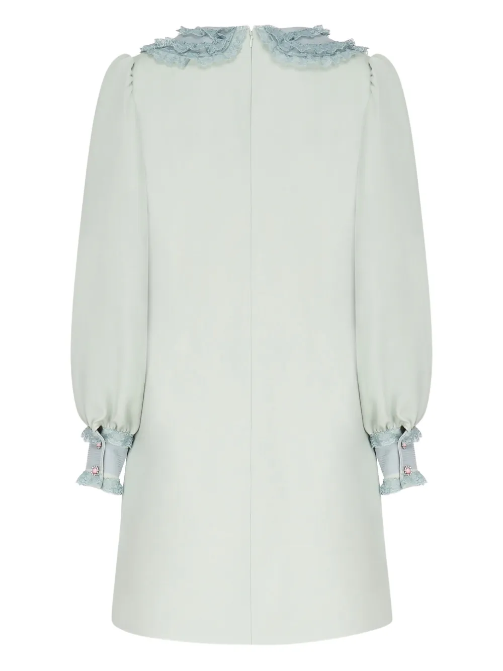 Valentino Garavani lace-trimmed ruffle mini dress Blauw