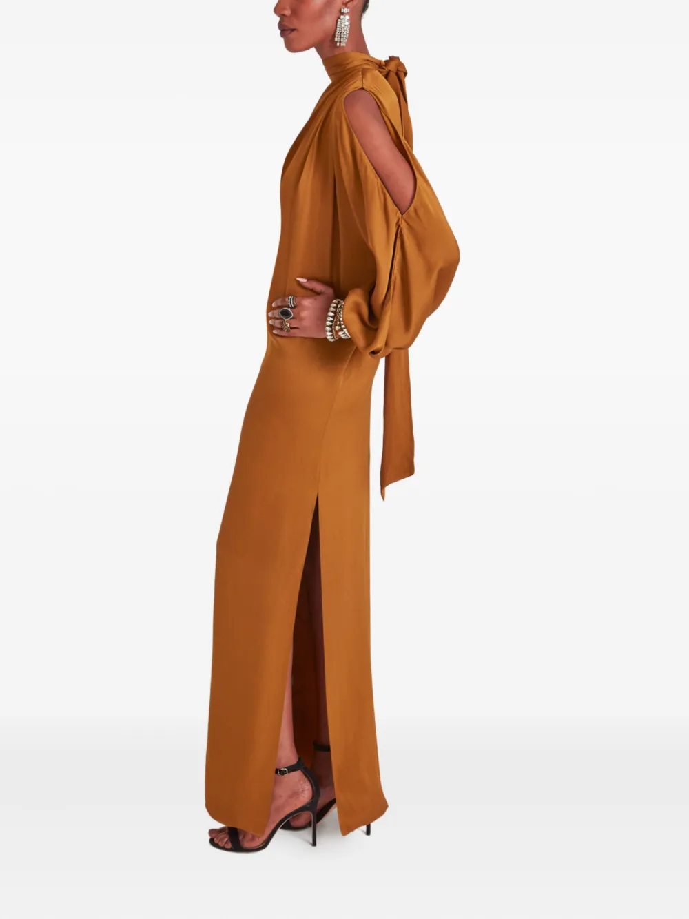 Temperley London Adalina one-shoulder crystal-embellished gown Bruin
