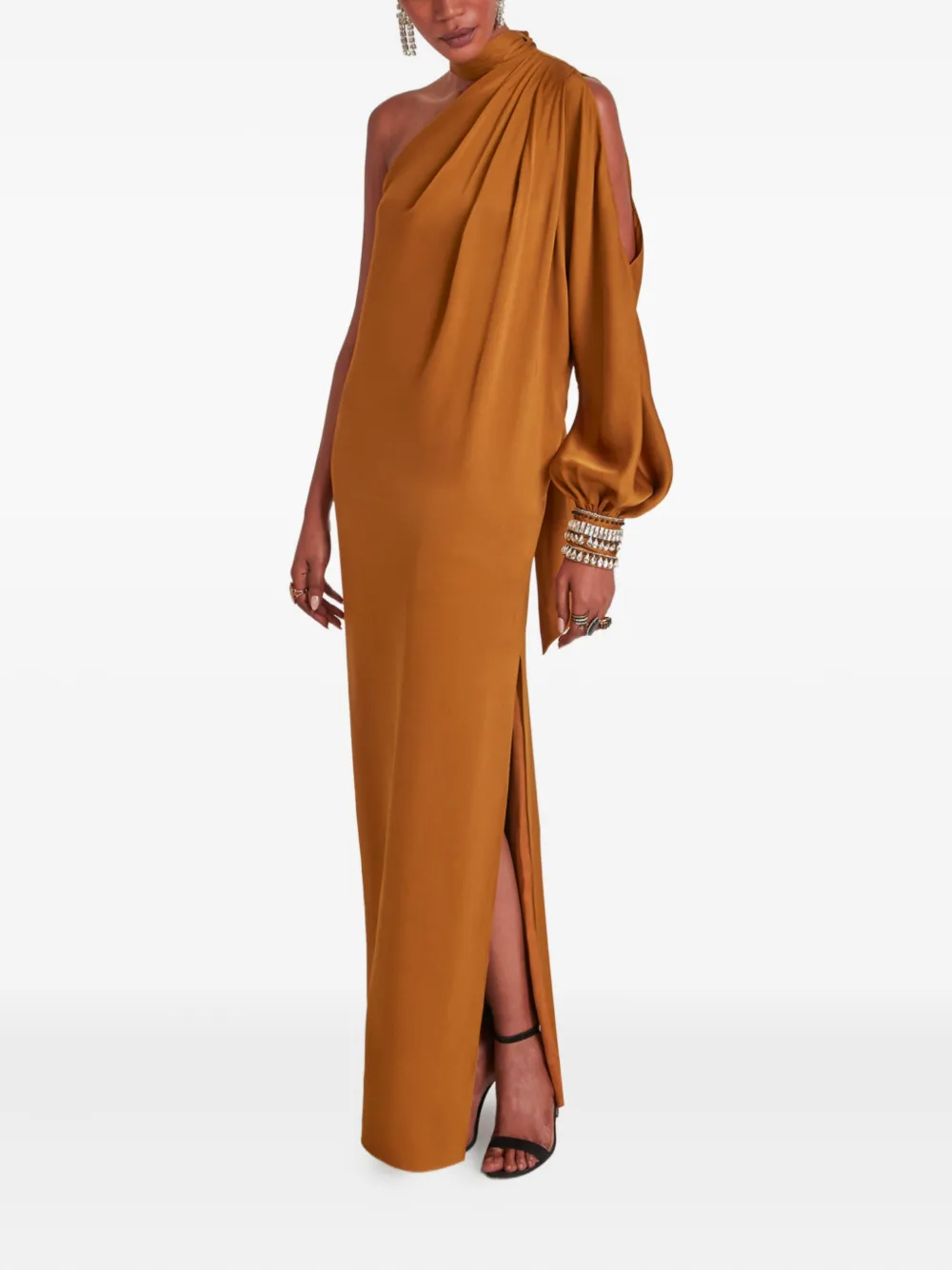 Temperley London Adalina one-shoulder crystal-embellished gown Bruin