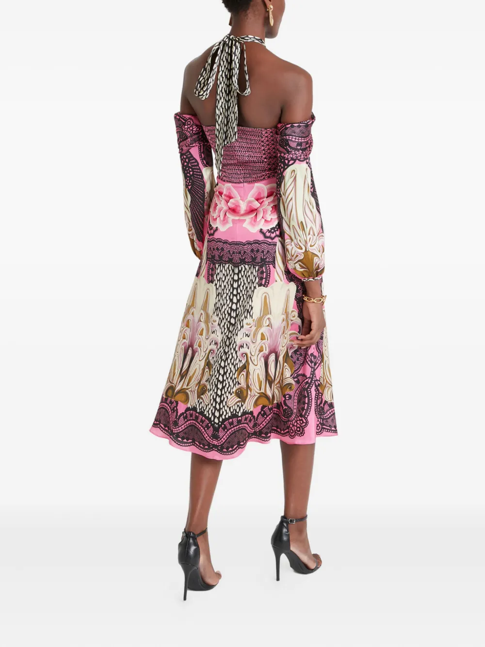 Temperley London Cici floral-lace halter midi dress Roze