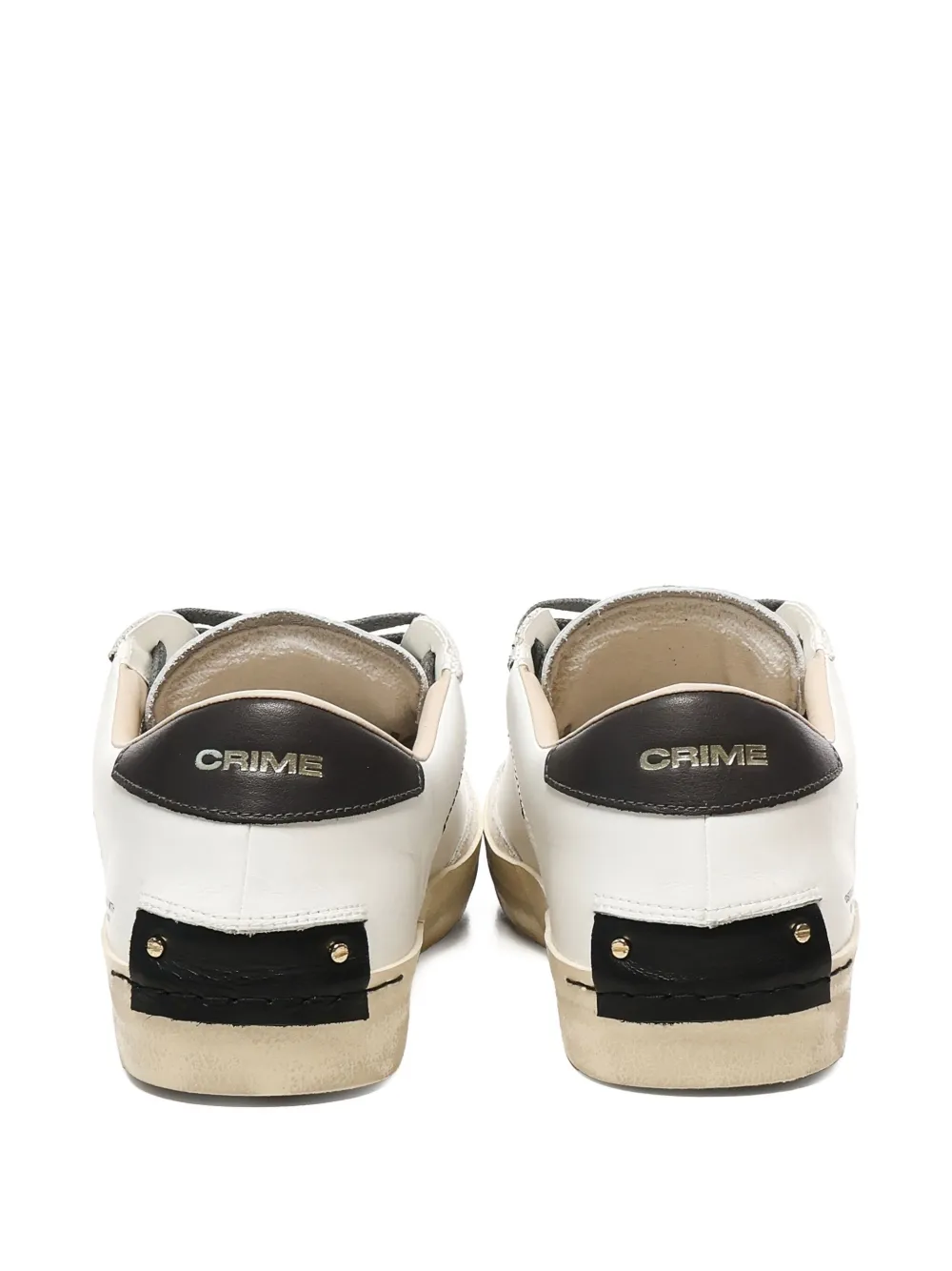 Crime London Distressed leather-panelled stitching sneakers White
