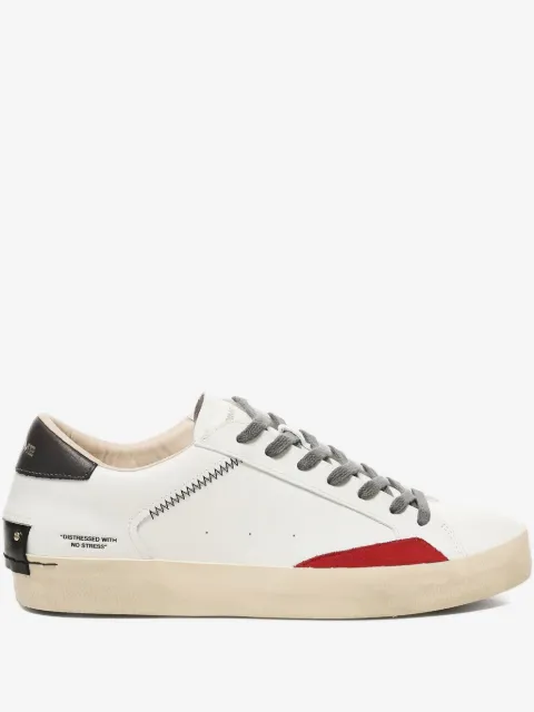 Crime London Distressed leather-panelled stitching sneakers