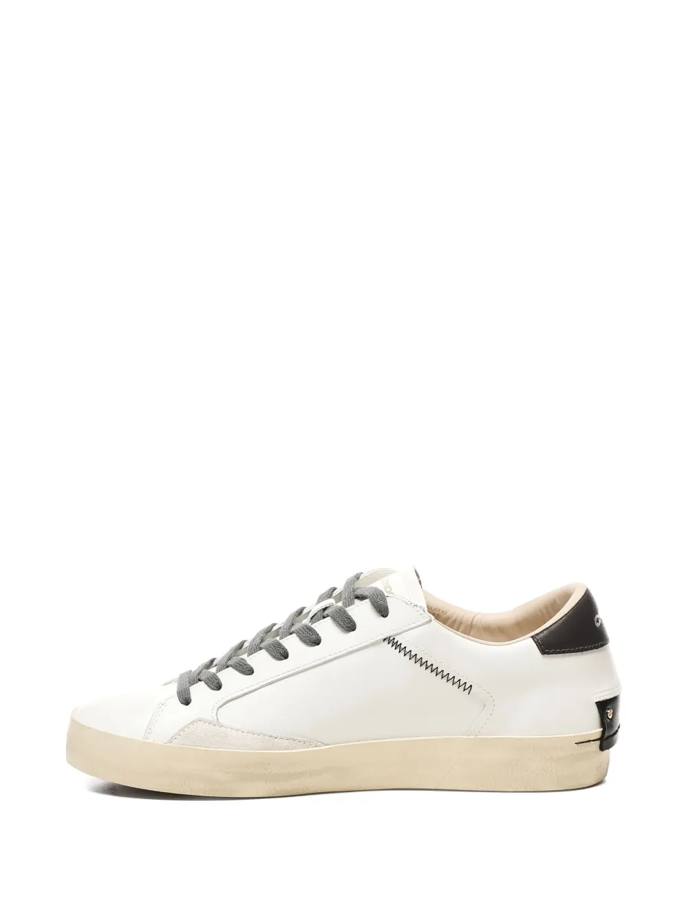 Crime London Distressed leather-panelled stitching sneakers White