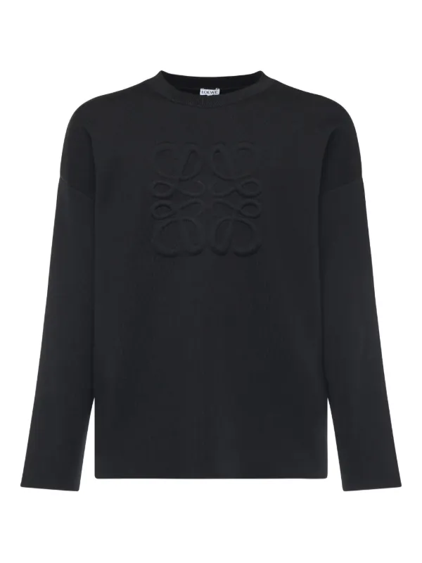 LOEWE anagram-logo wool-blend Sweater | Black | FARFETCH