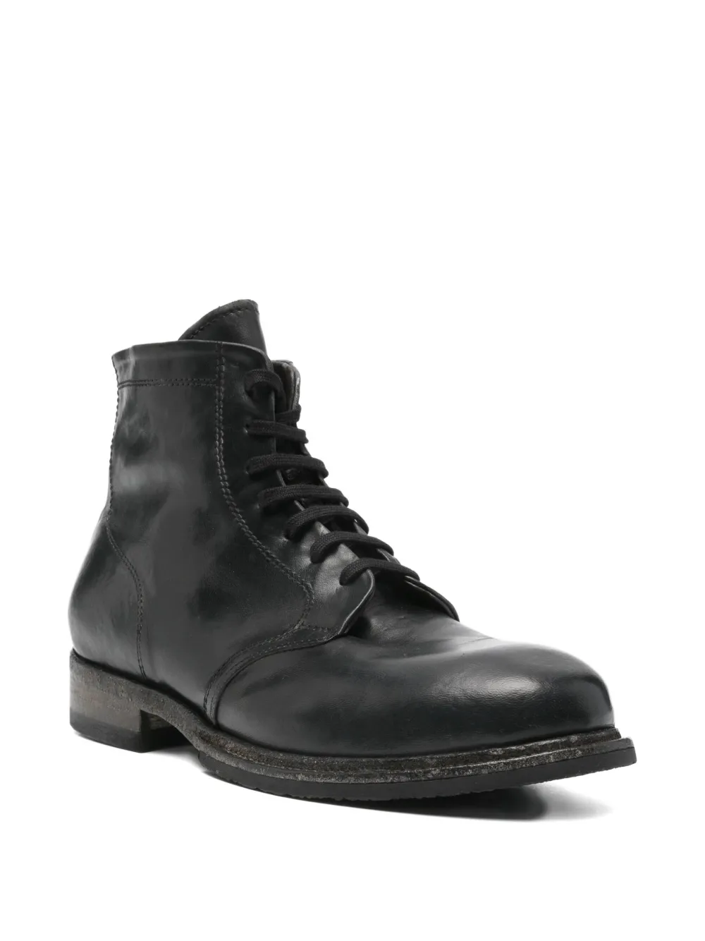 Shoto lace-up zipped biker boots Zwart