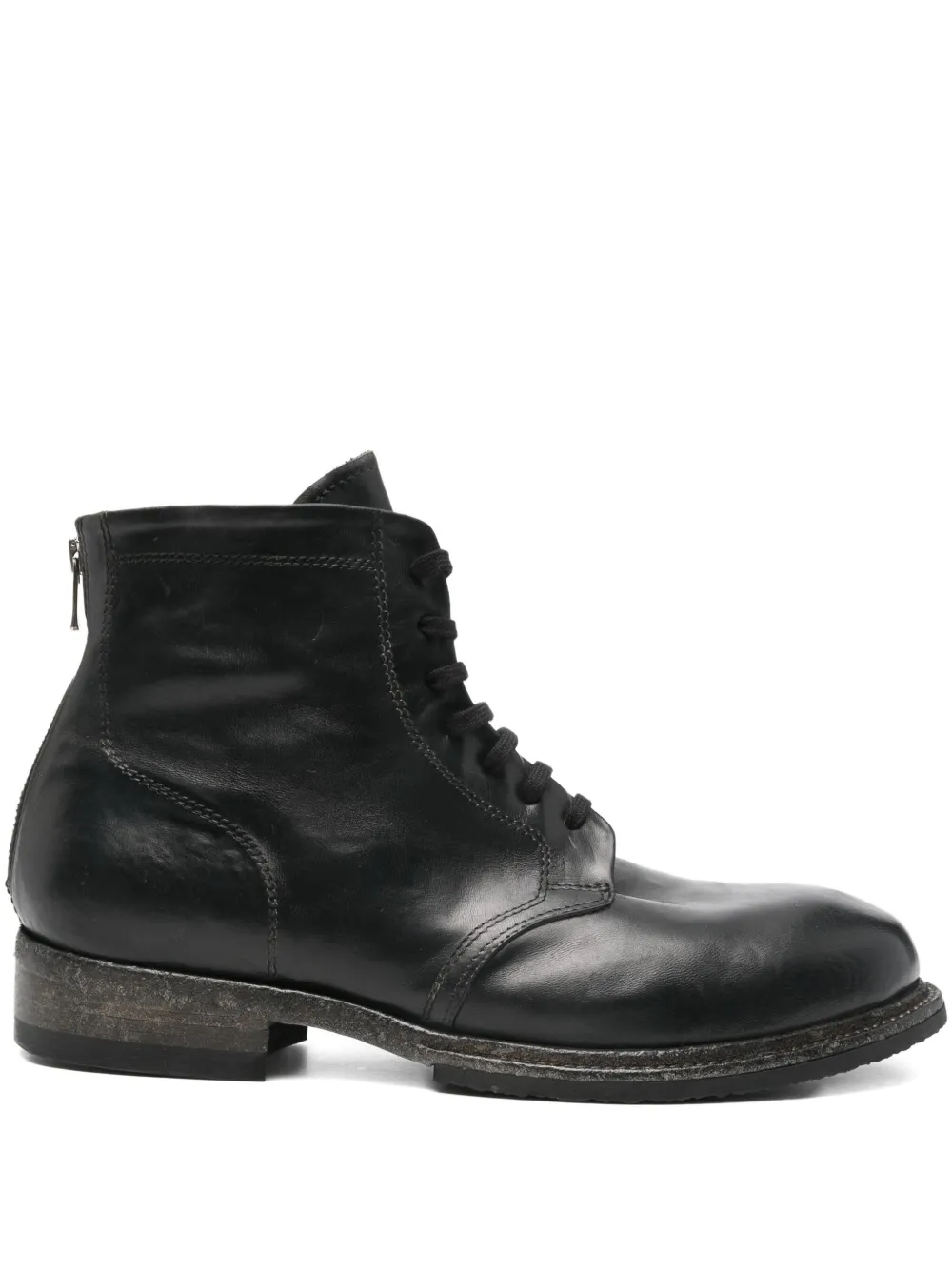 Shoto lace-up zipped biker boots Black