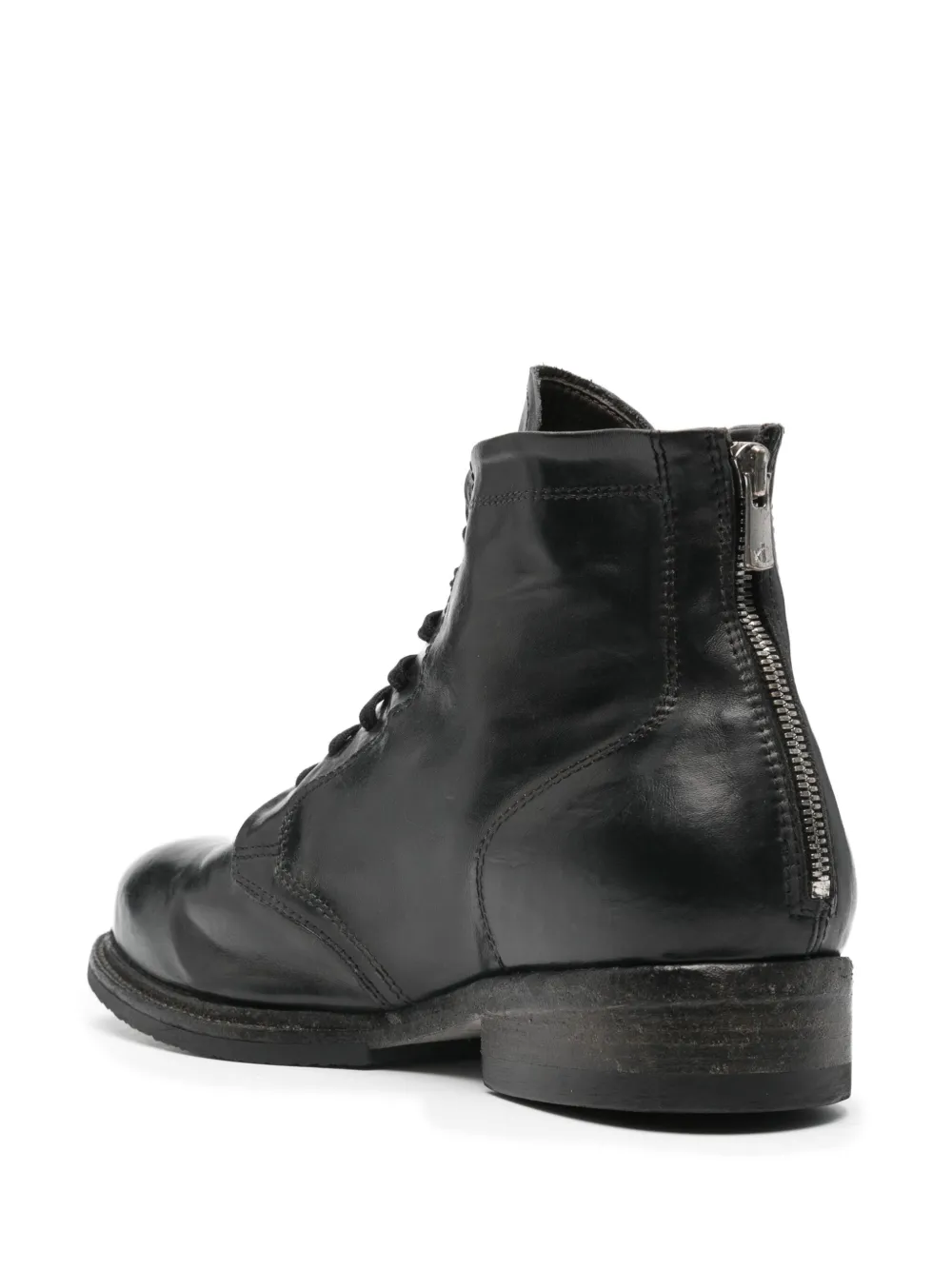 Shoto lace-up zipped biker boots Zwart