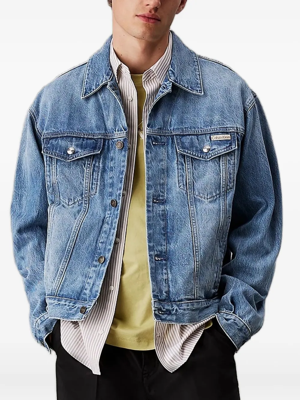 Calvin Klein Logo-patch Denim Jacket In Blue
