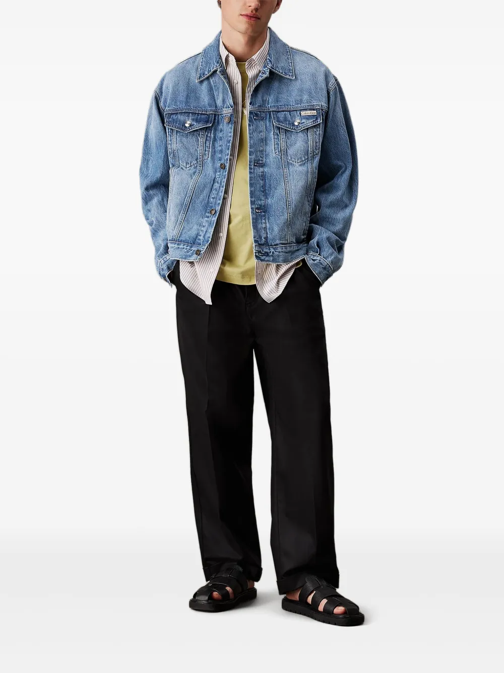 Calvin Klein Denim jack met logopatch Blauw