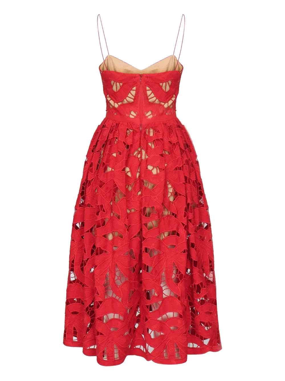 Self-Portrait bow-embellished lace dress Rood