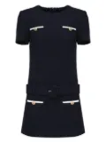 Self-Portrait belted tweed dress - Blue