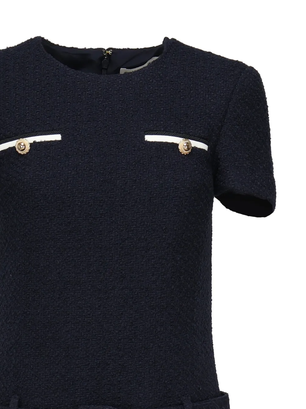 Self-Portrait belted tweed dress Blauw