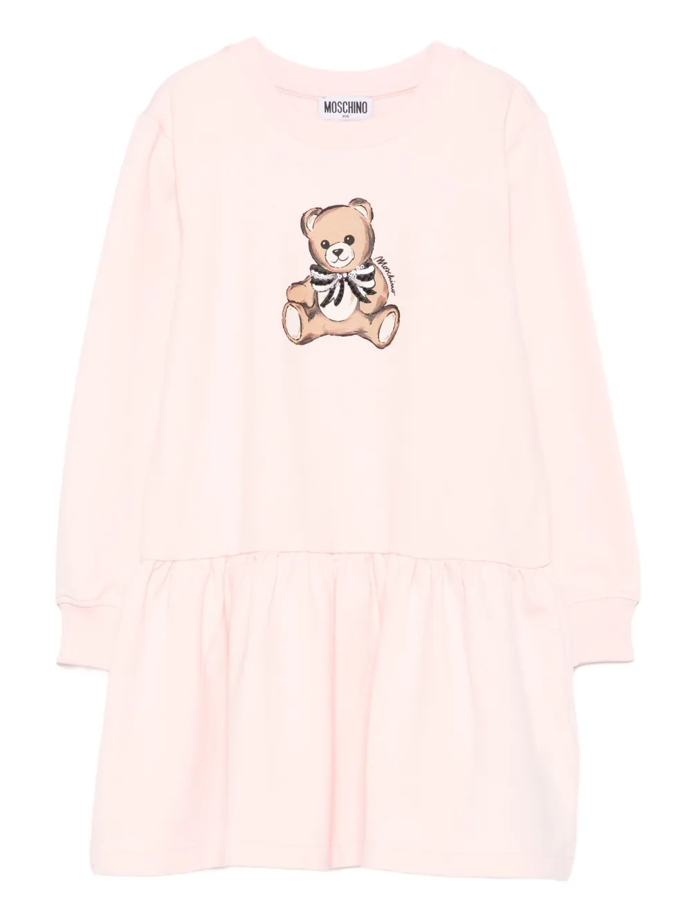 Moschino Kids Teddy Bear-print ruffled dress Roze