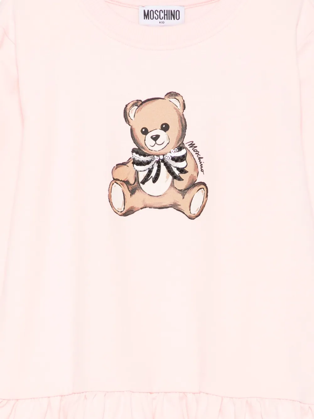 Moschino Kids Jurk met teddybeerprint Roze