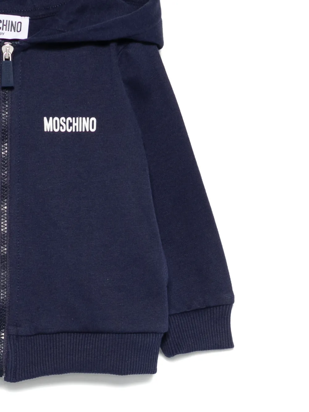 Moschino Kids logo-print zip-up hoodie Blauw