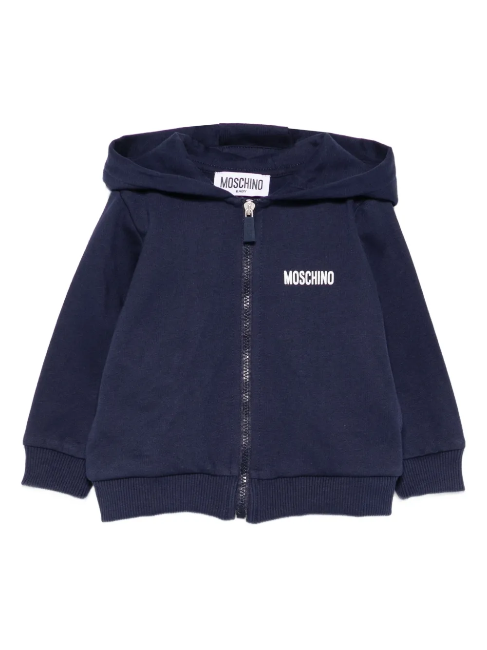 Moschino Kids logo-print zip-up hoodie Blauw