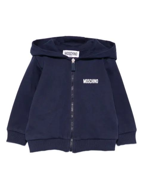 Moschino Kids Moletom de capuz com zíper e logo