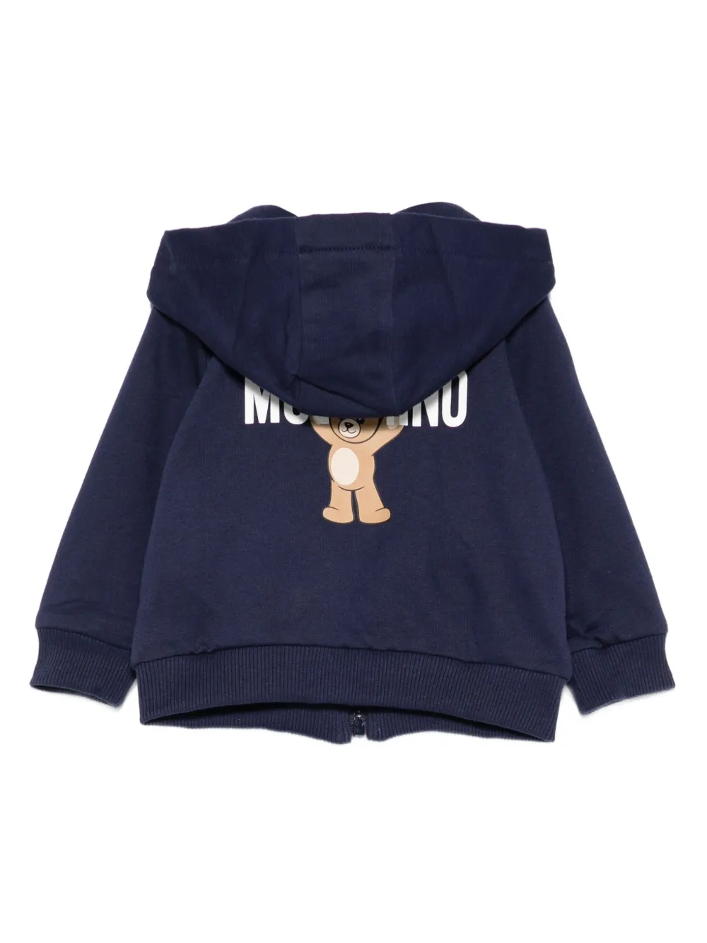 Moschino Kids logo-print zip-up hoodie Blauw
