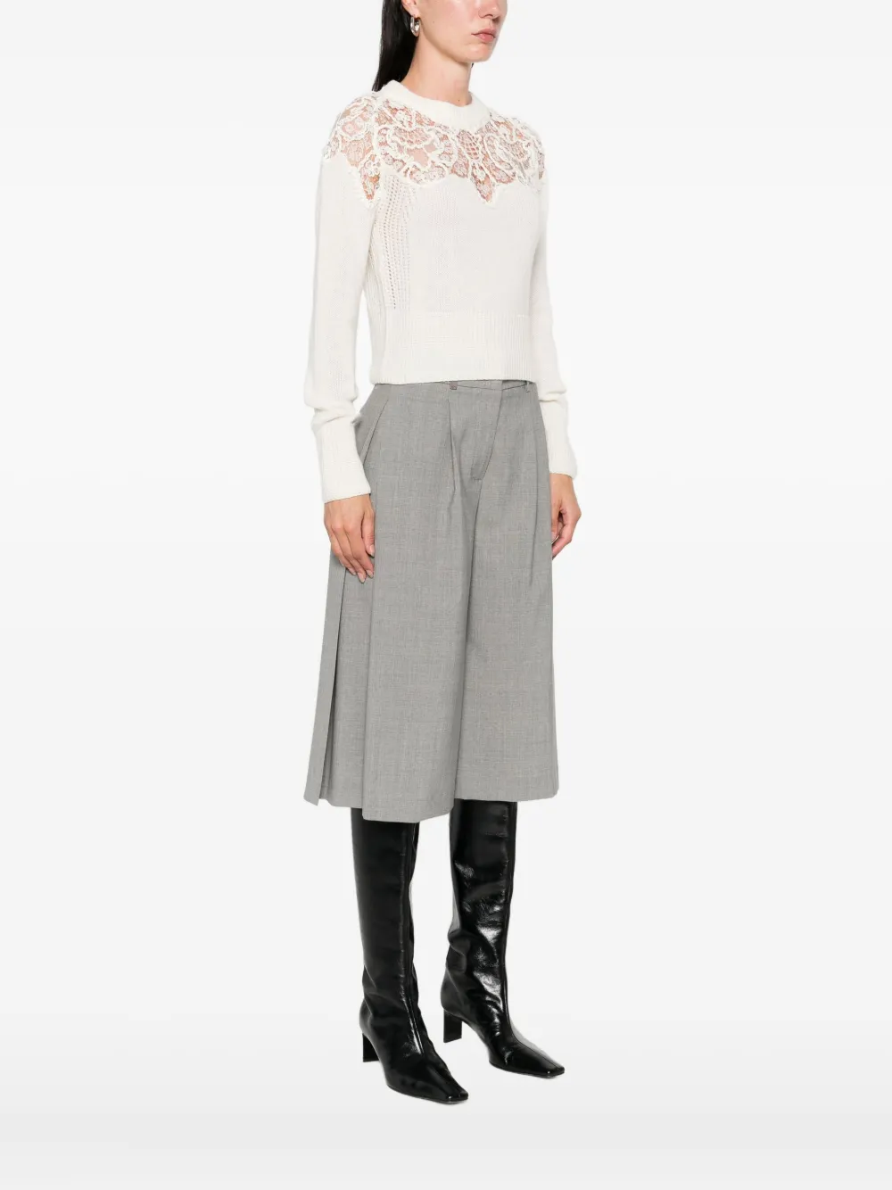 Ermanno Scervino lace-insert sweater Wit