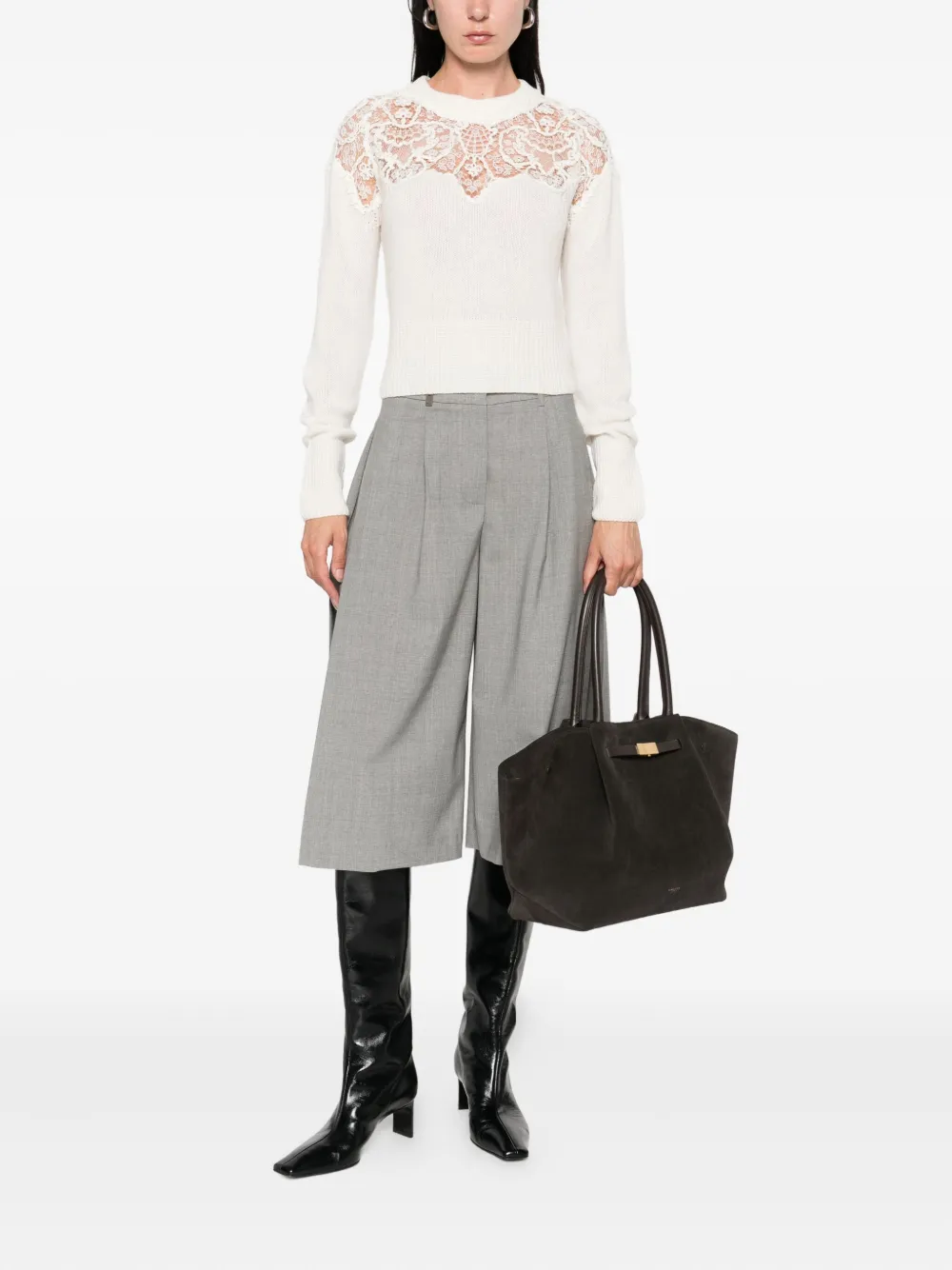 Ermanno Scervino lace-insert sweater Wit