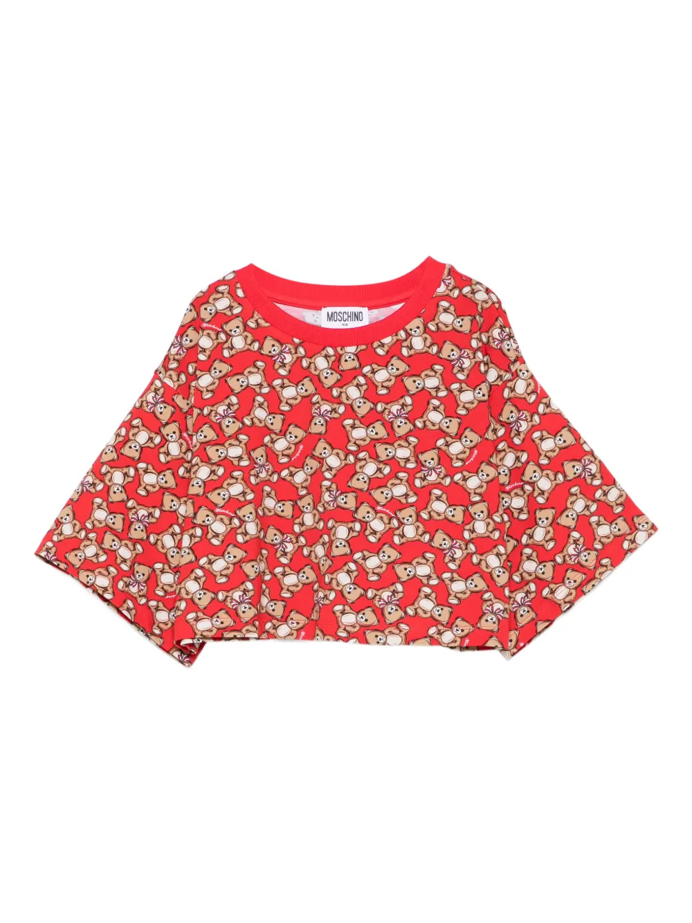Moschino Kids Teddy Bear-print crop top Rood