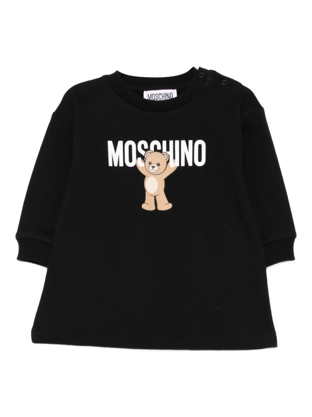 Moschino Kids Sweaterjurk met teddybeerprint Zwart
