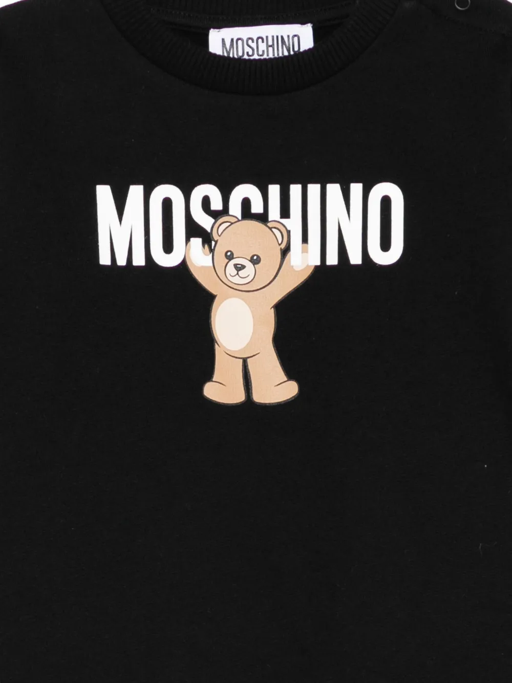 Moschino Kids Sweaterjurk met teddybeerprint Zwart
