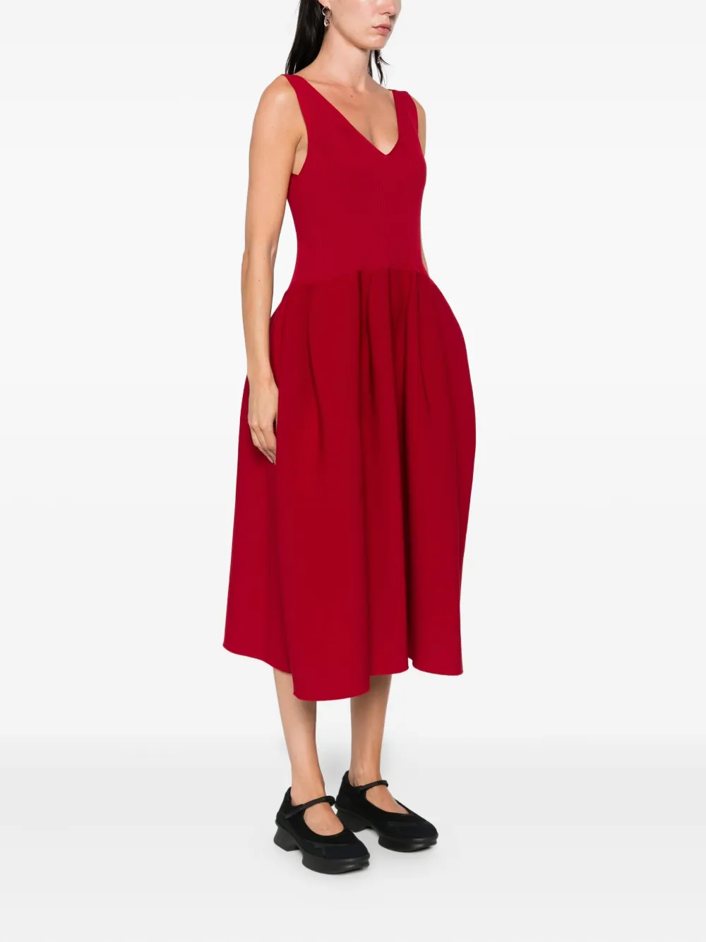 CFCL Pottery HS midi-jurk met V-hals Rood
