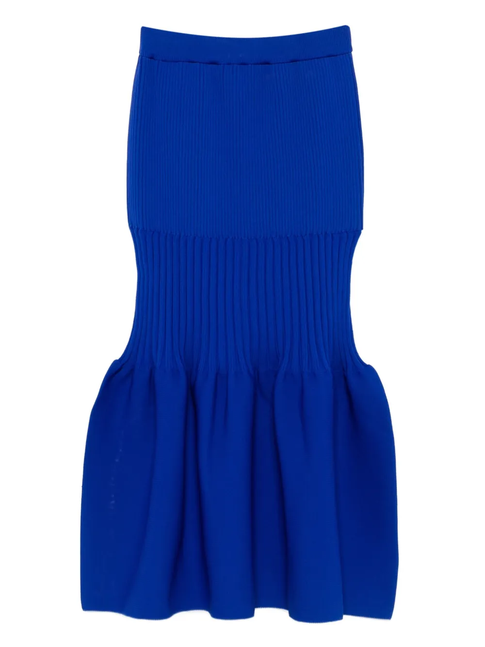CFCL ribbed-knit ruffled midi skirt | Blue | Image 1