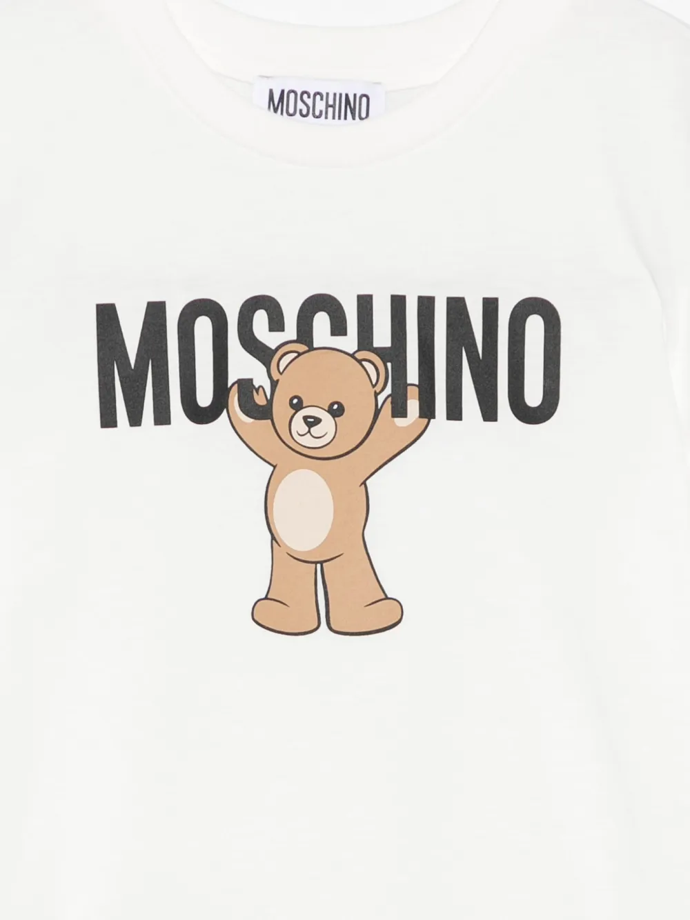 Moschino Kids Teddy Bear-print smocked dress Wit