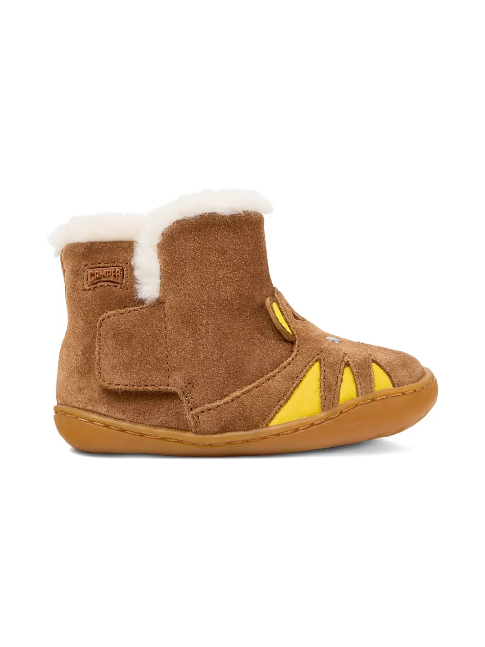 Camper Kids tiger-face fur-lined boots Brown