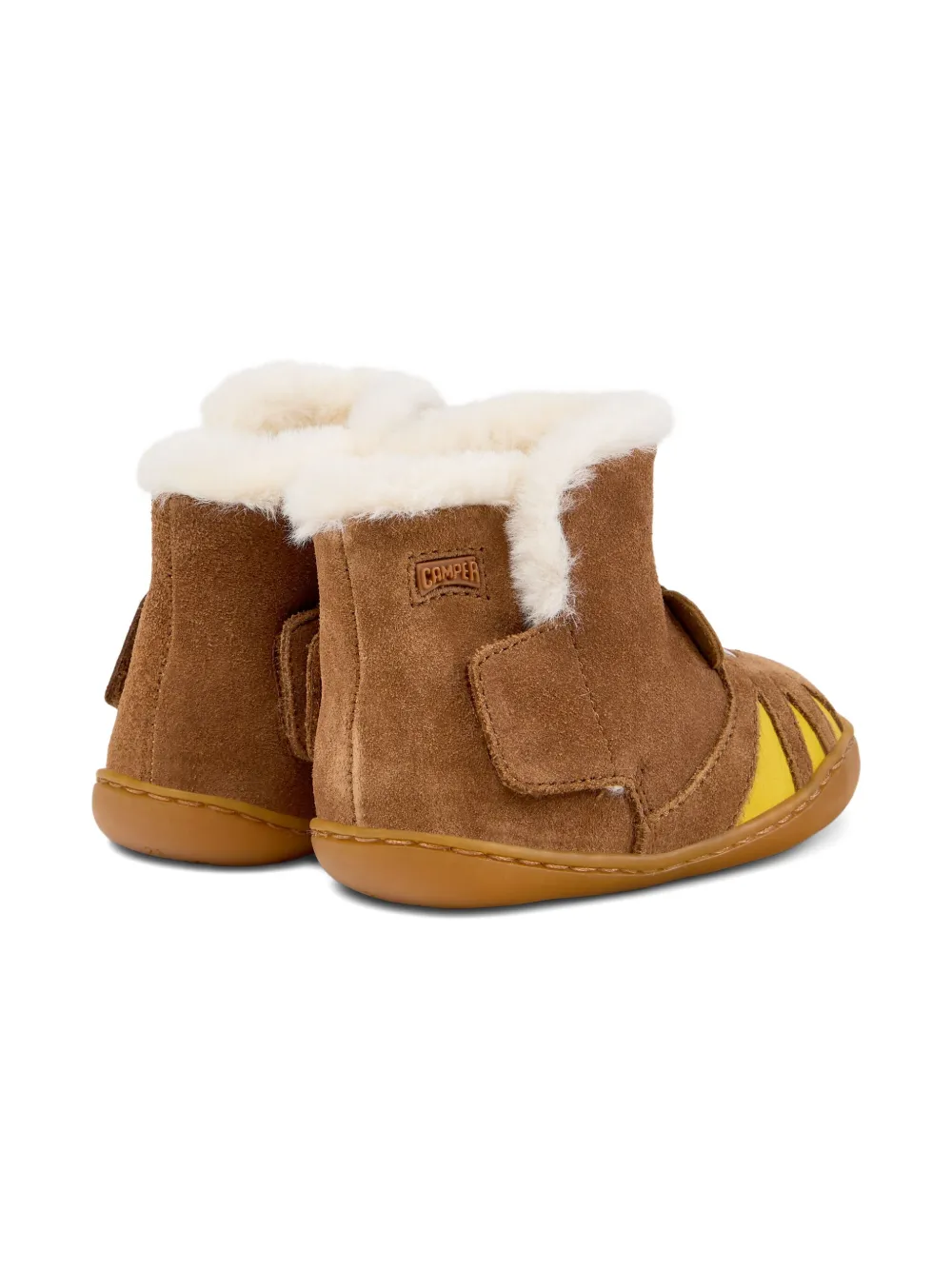 Camper Kids tiger-face fur-lined boots Brown