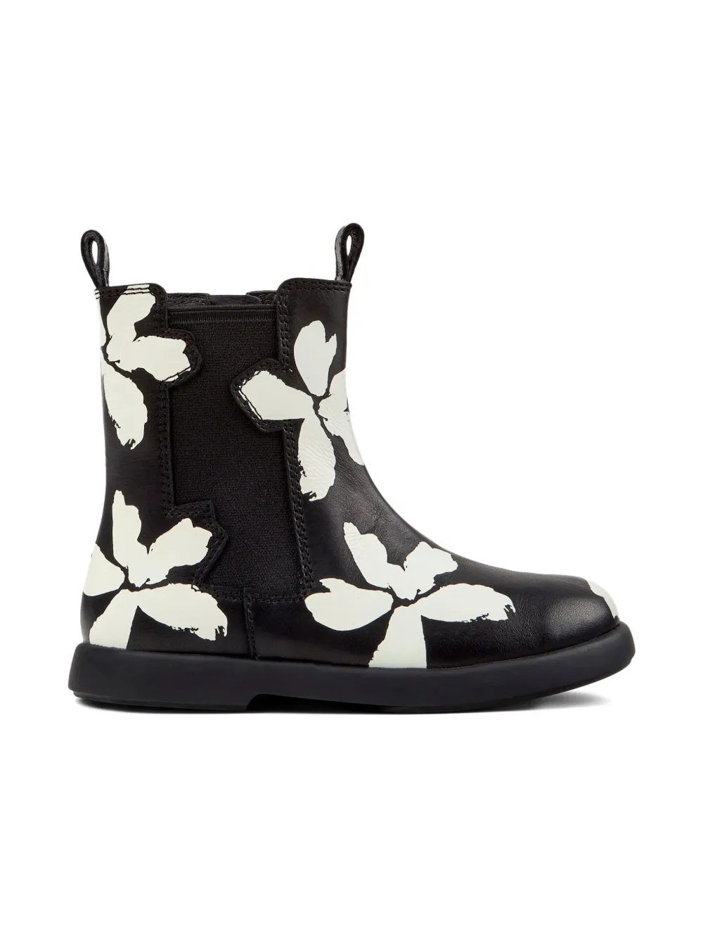 Camper Kids floral-print leather ankle boots Black