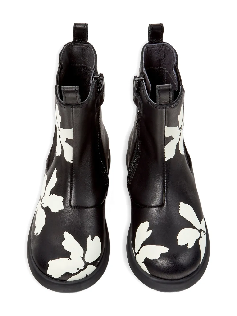 Camper Kids floral-print leather ankle boots Black