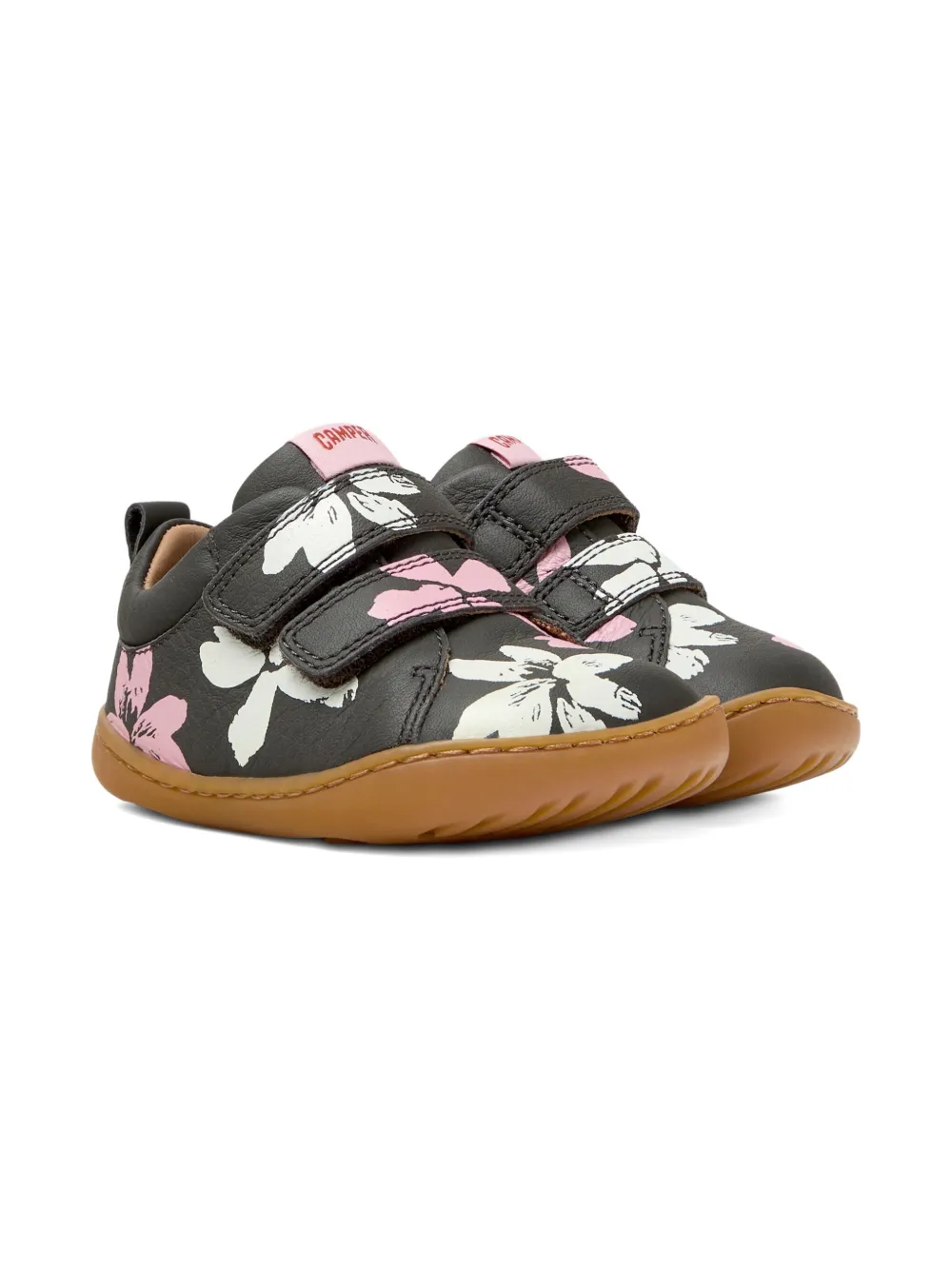 Camper Kids Twins leren sneakers met bloe print Zwart
