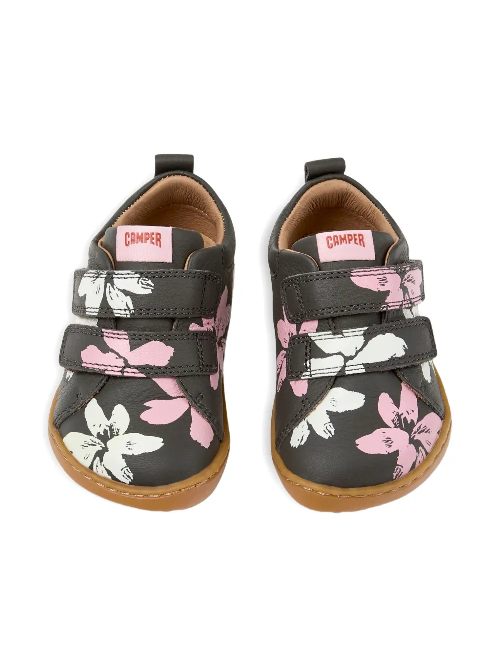 Camper Kids Twins leren sneakers met bloemenprint Zwart