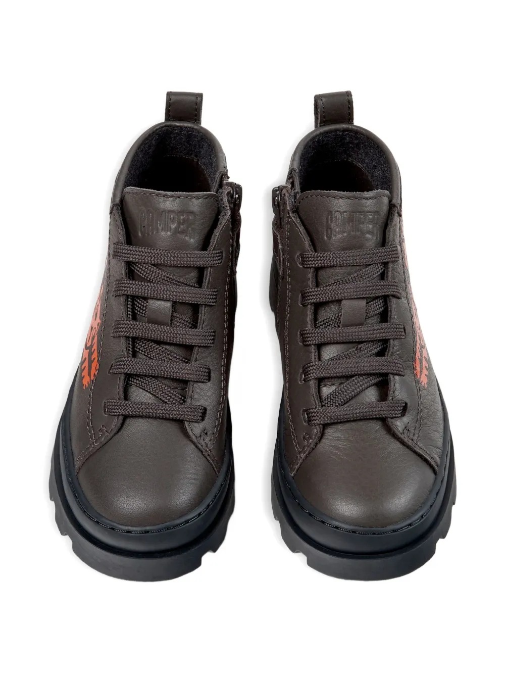 Camper Kids Brutus cat-print lace-up boots Grey