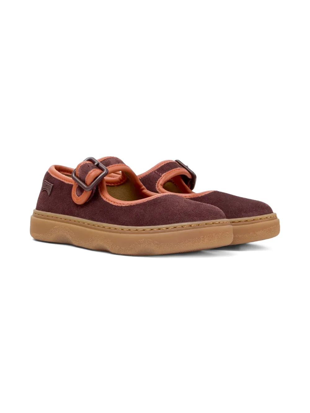 Camper Kids' Buckle-strap Suede Ballerina Shoes In Red