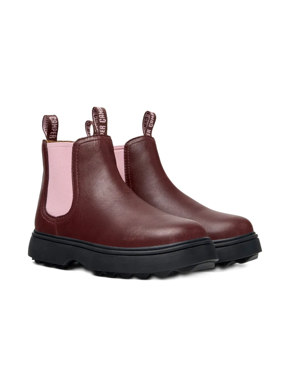 Camper Kids Norte leren laarzen met elastisch vlak - Rood