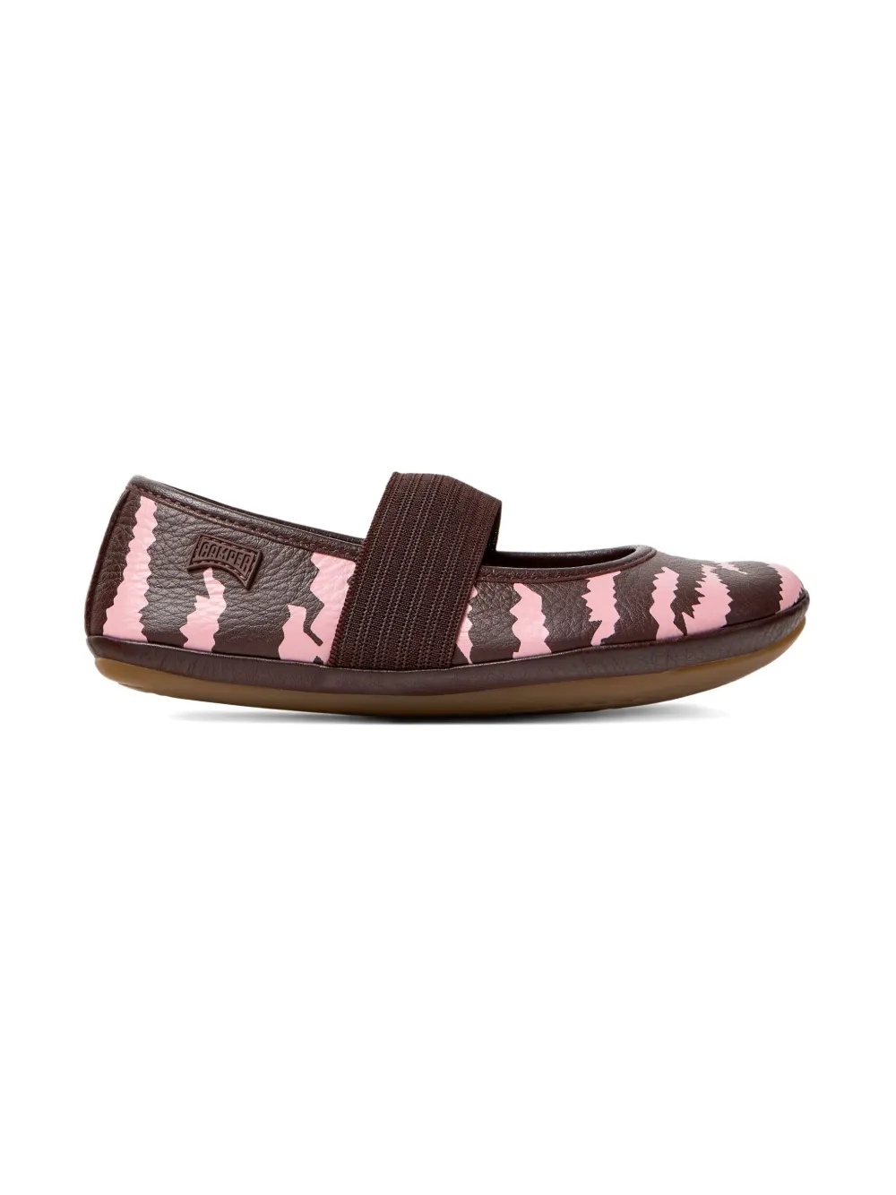 Camper Kids Right ballerina's met elastische band en zebraprint - Bruin