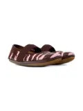 Camper Kids Right zebra-print elastic-strap ballerinas - Brown