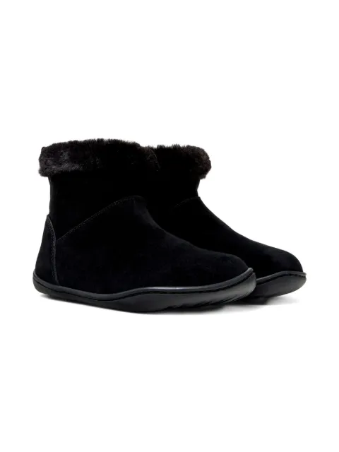 Camper Kids Peu fur-trimmed suede boots