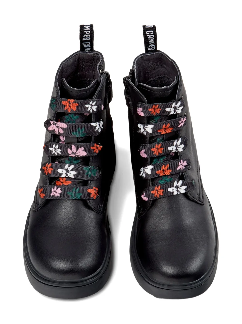 Camper Kids Norte floral-lace ankle boots Black